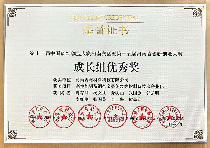 2023年度第十二届创新大赛河南赛区优秀奖-奖牌